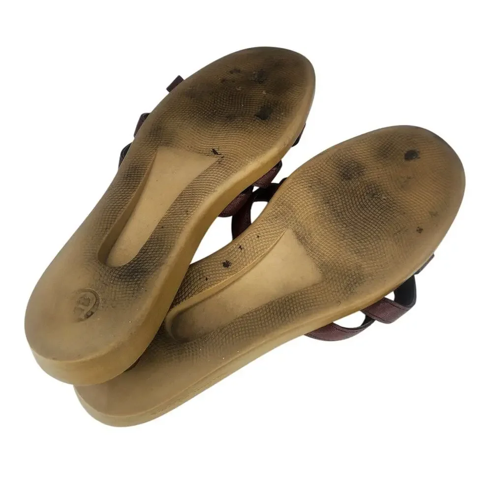 Vintage Etienne Aigner Sandals Flat Thong Slip On Slides Burgundy 8M